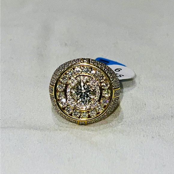 VS D Clarity GRA Certified Mens Iced out Ring 14k Gold Vermeil Lab Grown Diamond - Picture 4 of 13